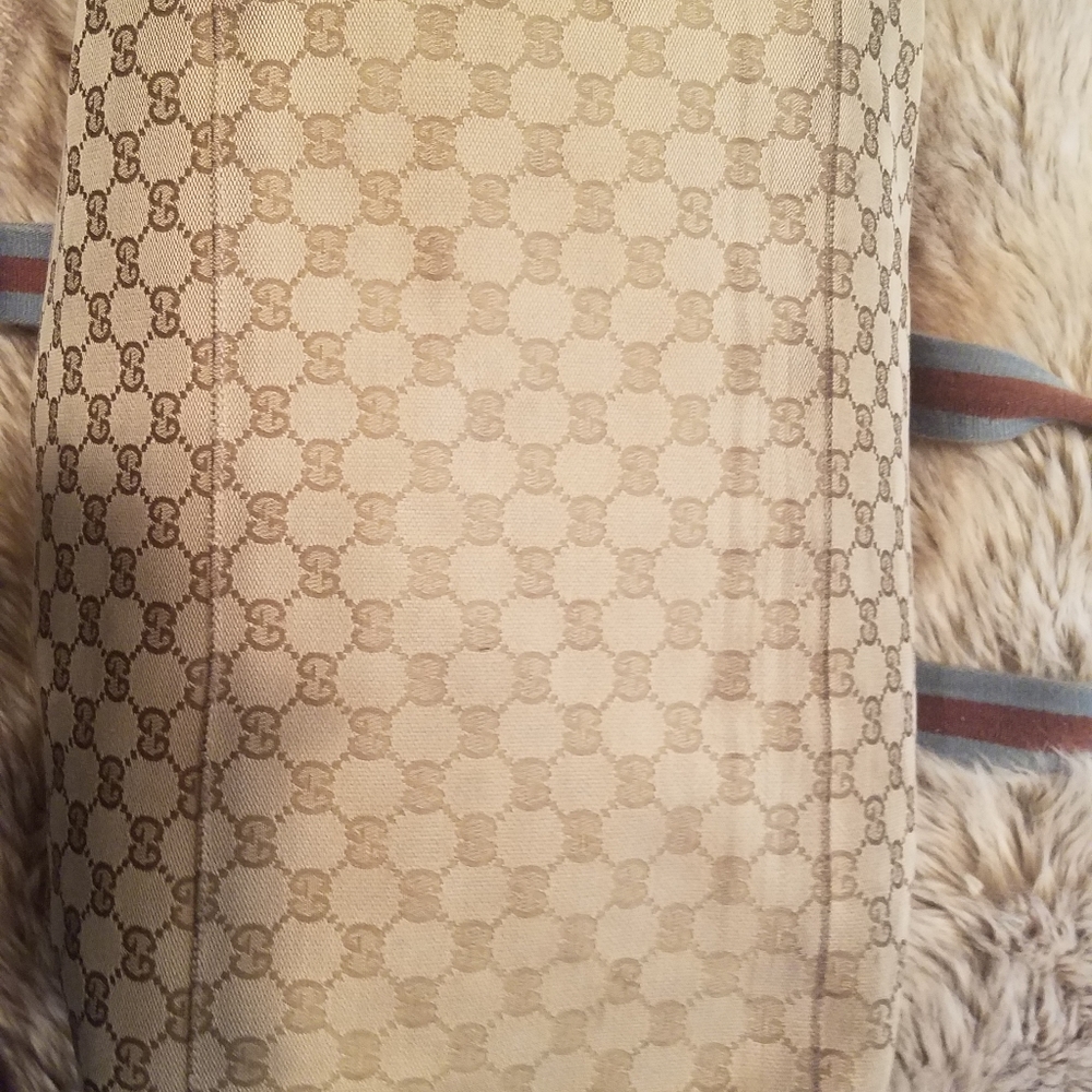 Gucci Monogram Web Carry on Travel Duffle Vintage Canvas w/Blue leather - Picture 14 of 16
